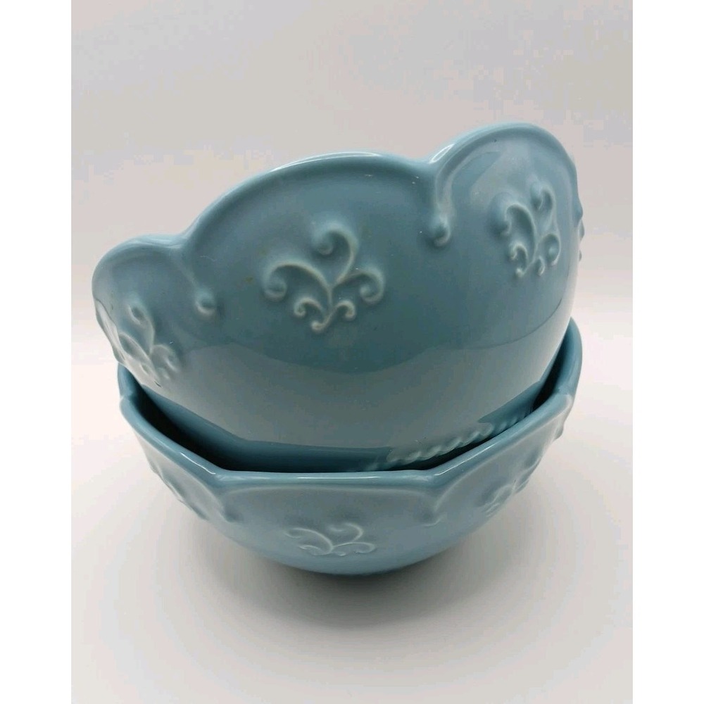 Princess House Marbella Bowls Set of 2 Turquoise Small 4.75" Bowls Aqua Retired